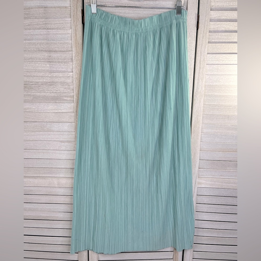 JK AMERICA Pleated Pull On Midi Skirt Aqua-14/16